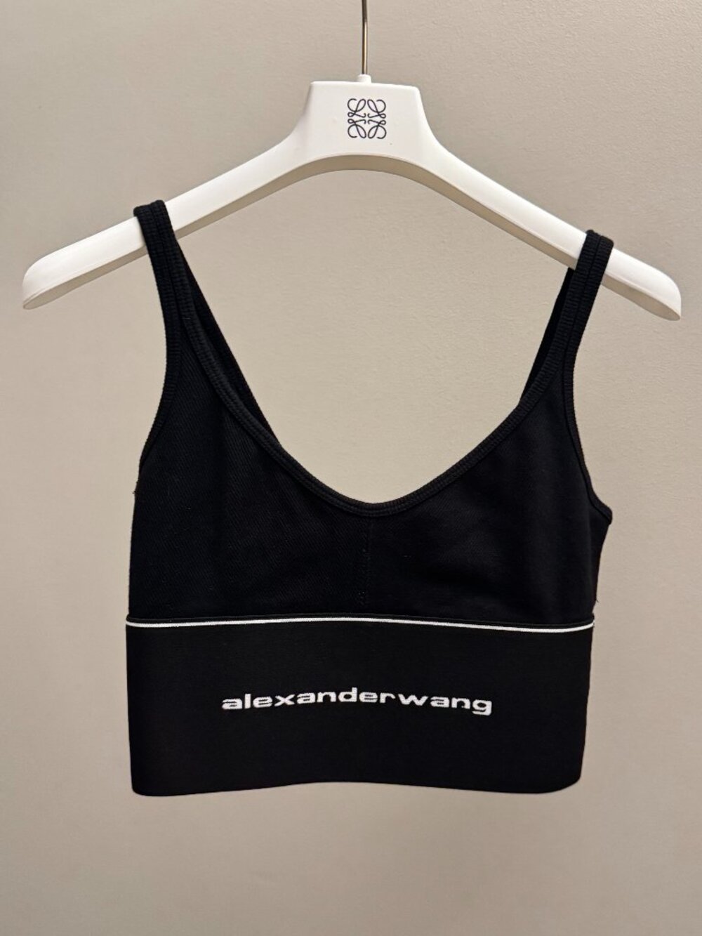 Alexander Wang Logo Elastic Bra in Ribbed Jersey | Size: XS